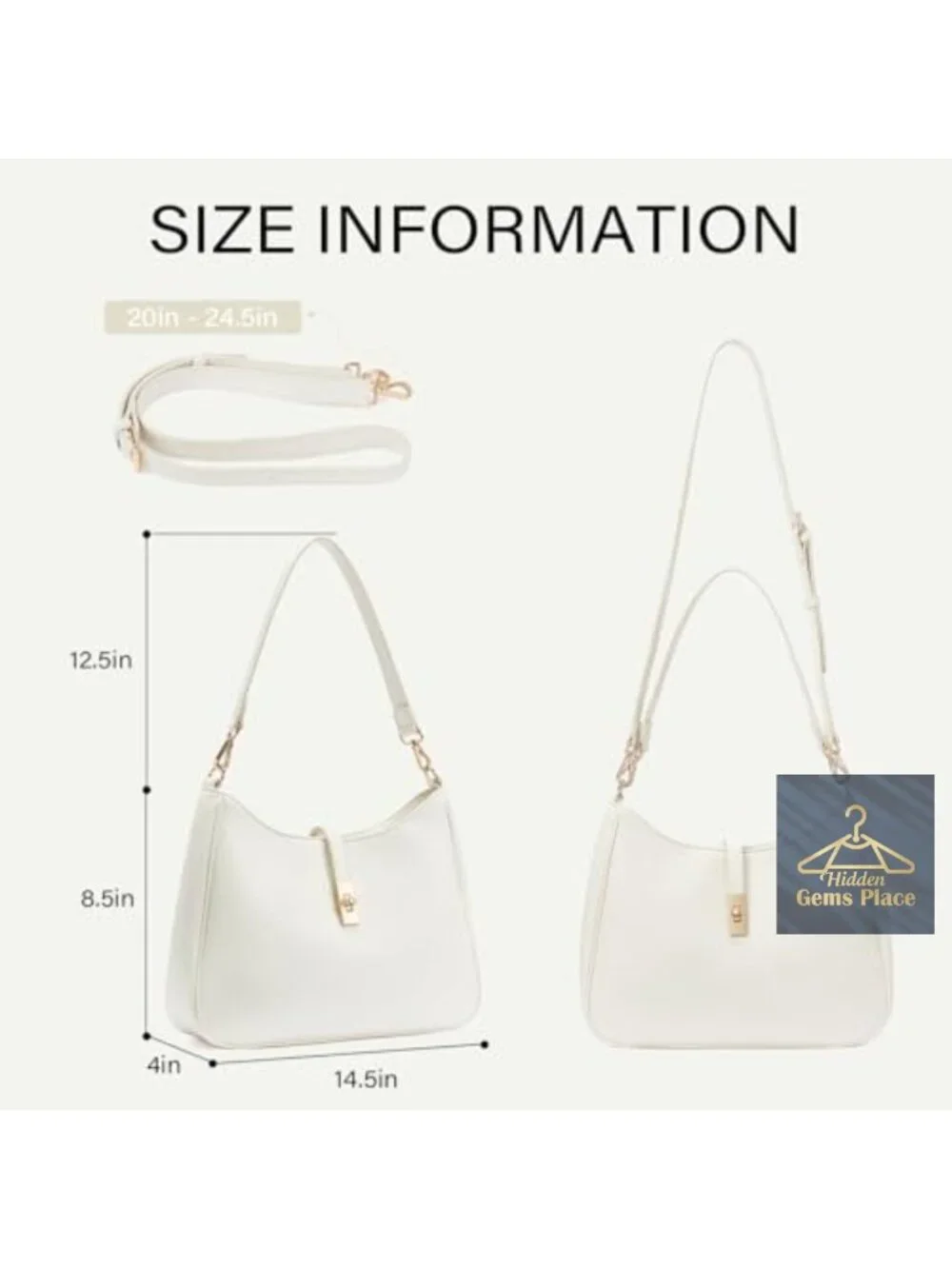 Vegan Leather Hobo Bag, Water Repellent Tote Shoulder Crossbody